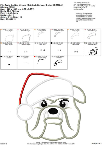 Bulldog with Santa Hat