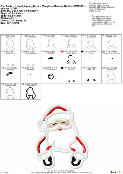 Christmas Santa Towel Hanging Hole