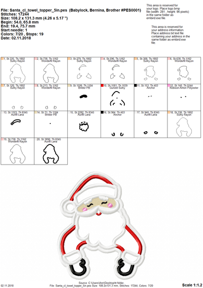 Christmas Santa Towel Hanging Hole