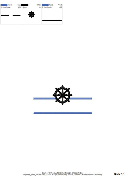 Nautical Ship wheel and anchor 2 types – Border machine embroidery design by Artapli