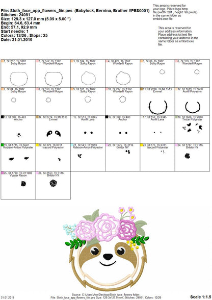 Floral Sloth Pretty Eyes