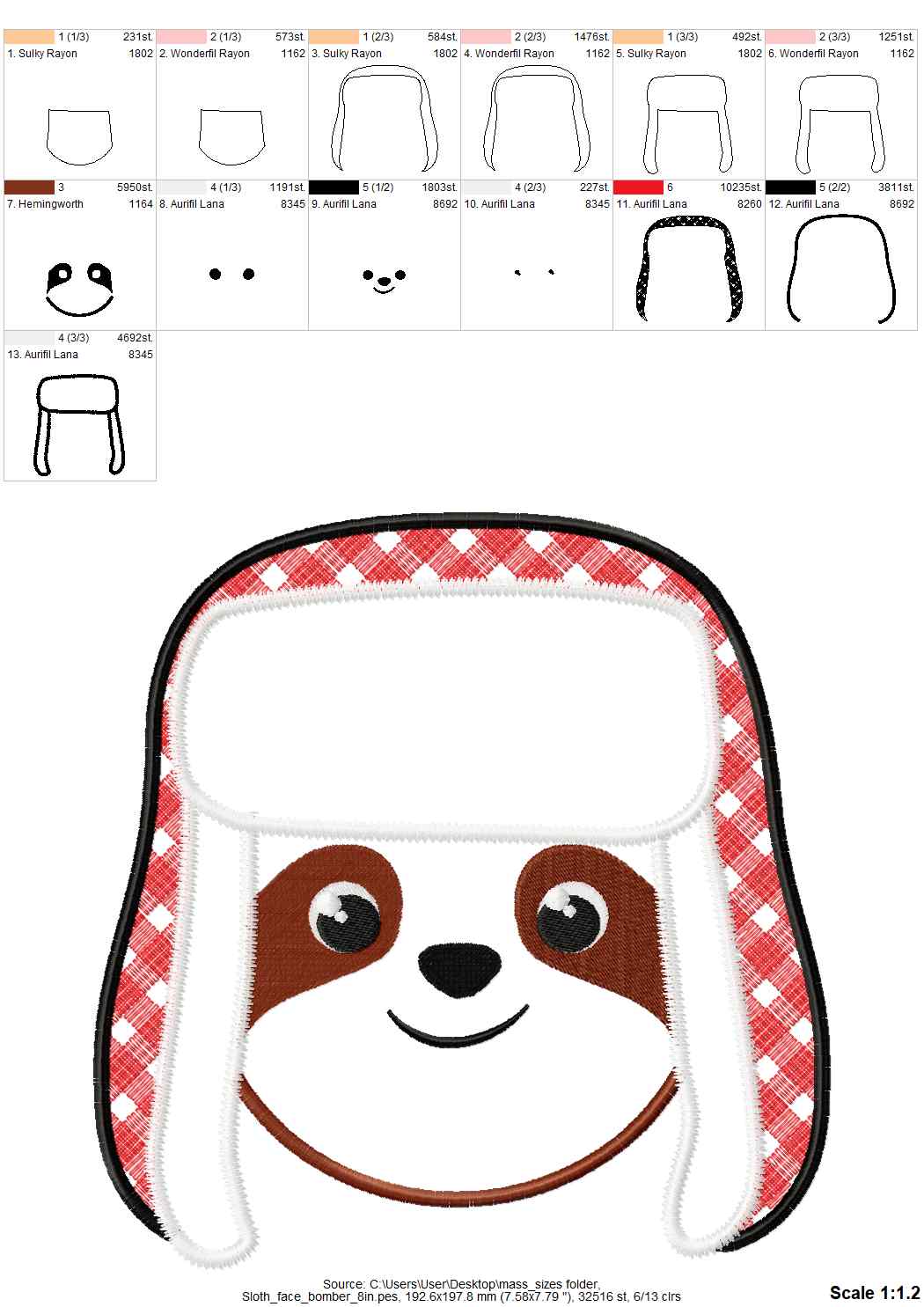 Christmas Sloth and Bomber Hat