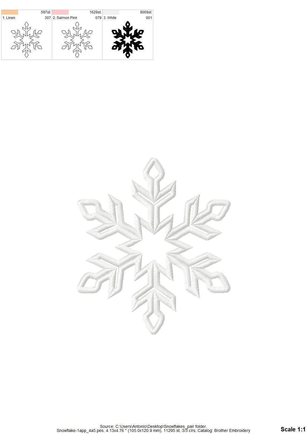 Snowflake Applique Set of 2
