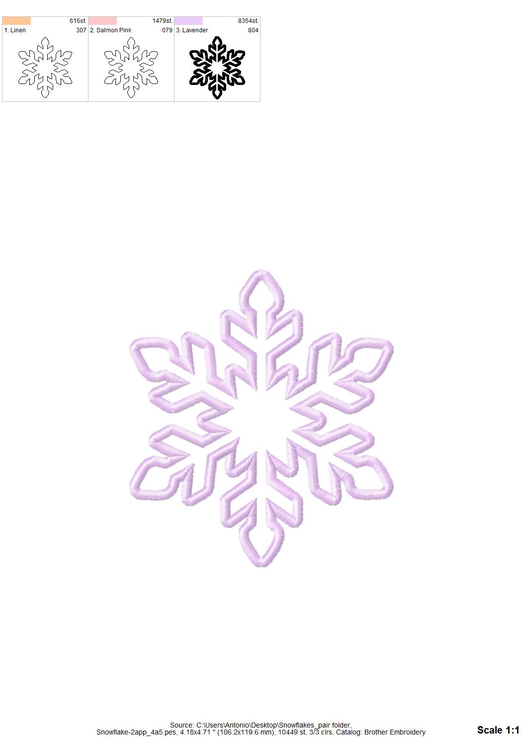 Snowflake Applique Set of 2