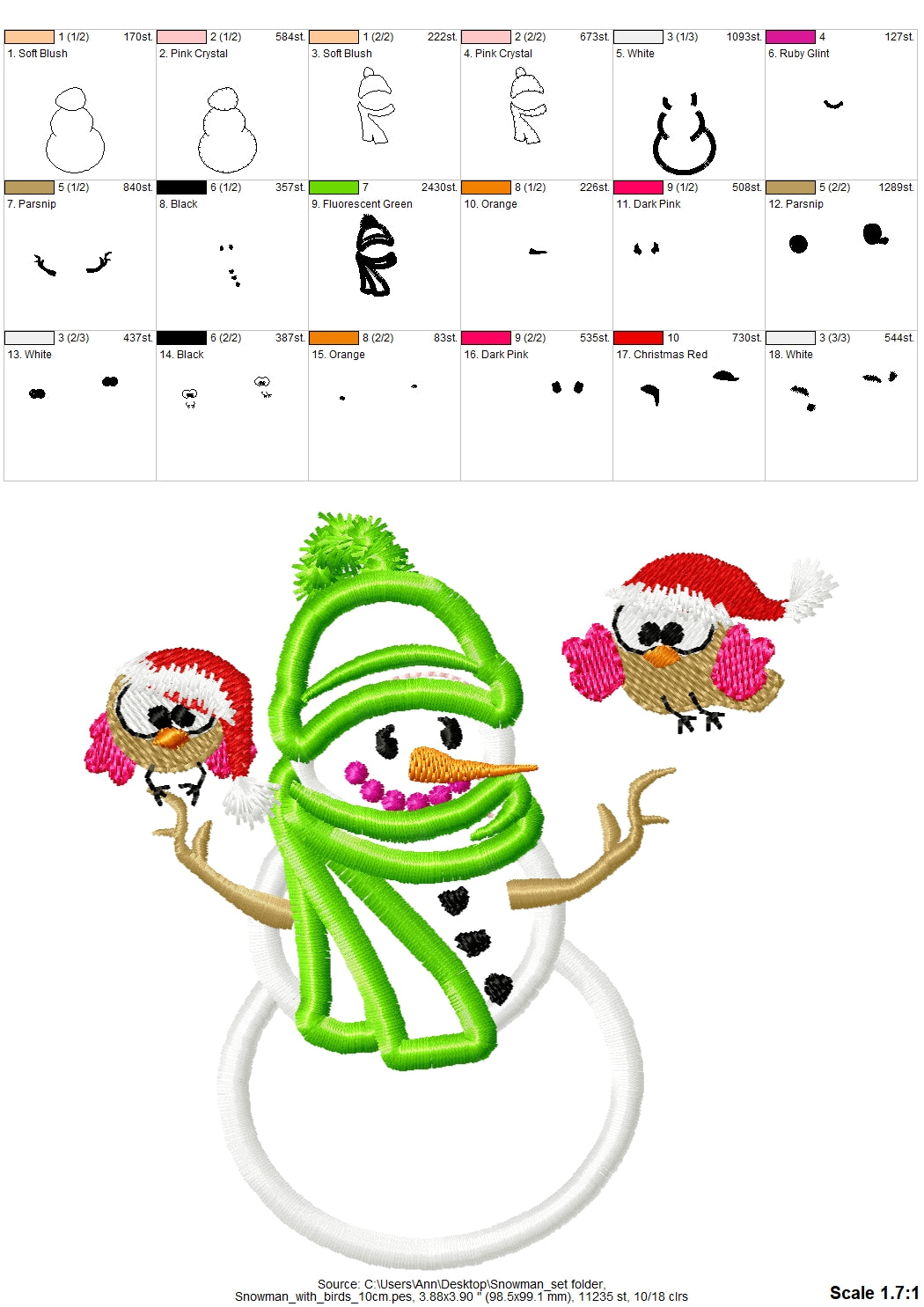 Winter Snowman SET of 11 designs, machine embroidery applique designs