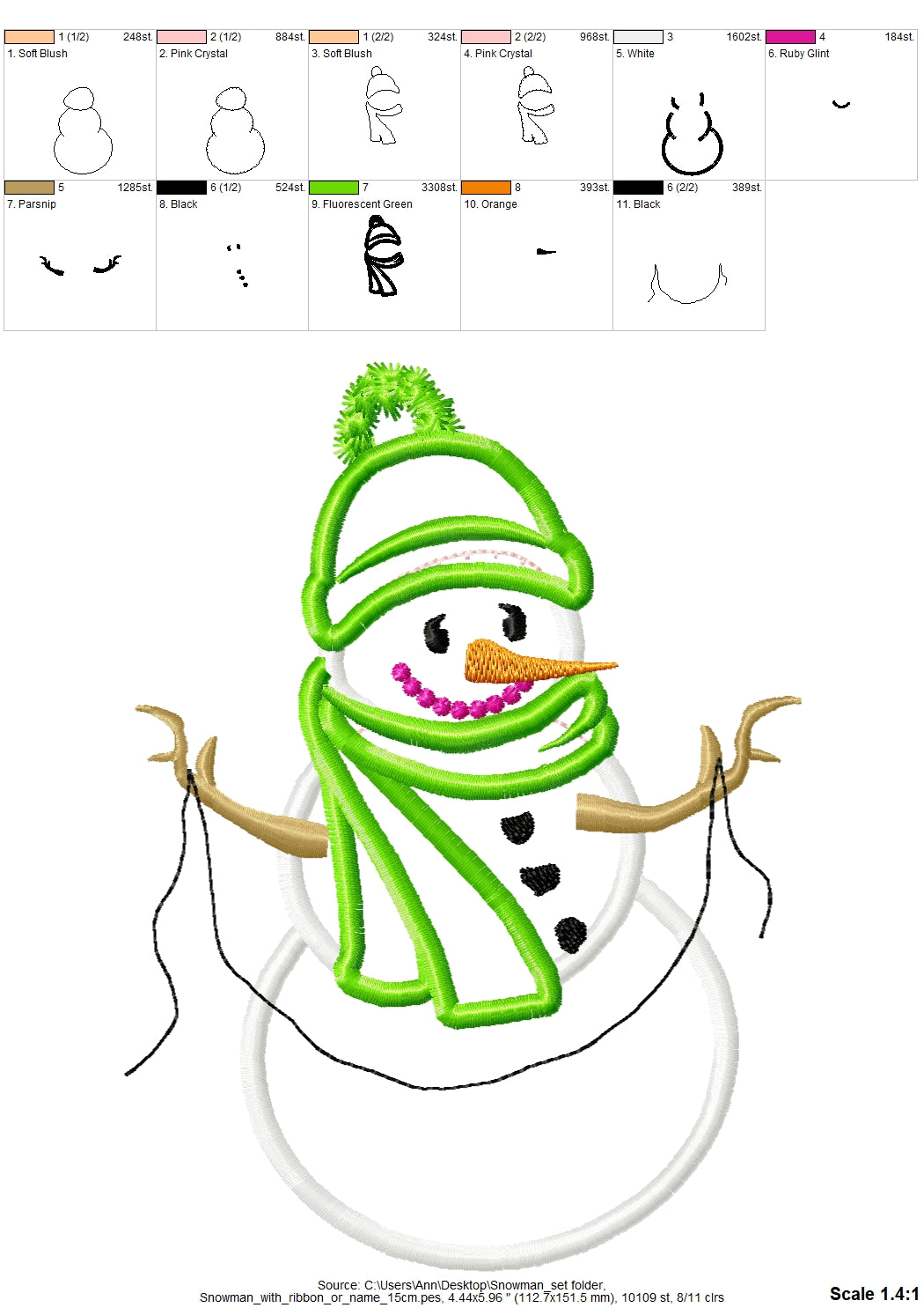 Winter Snowman SET of 11 designs, machine embroidery applique designs