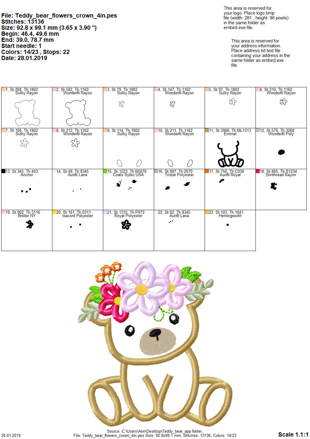 Little Floral Teddy Bear