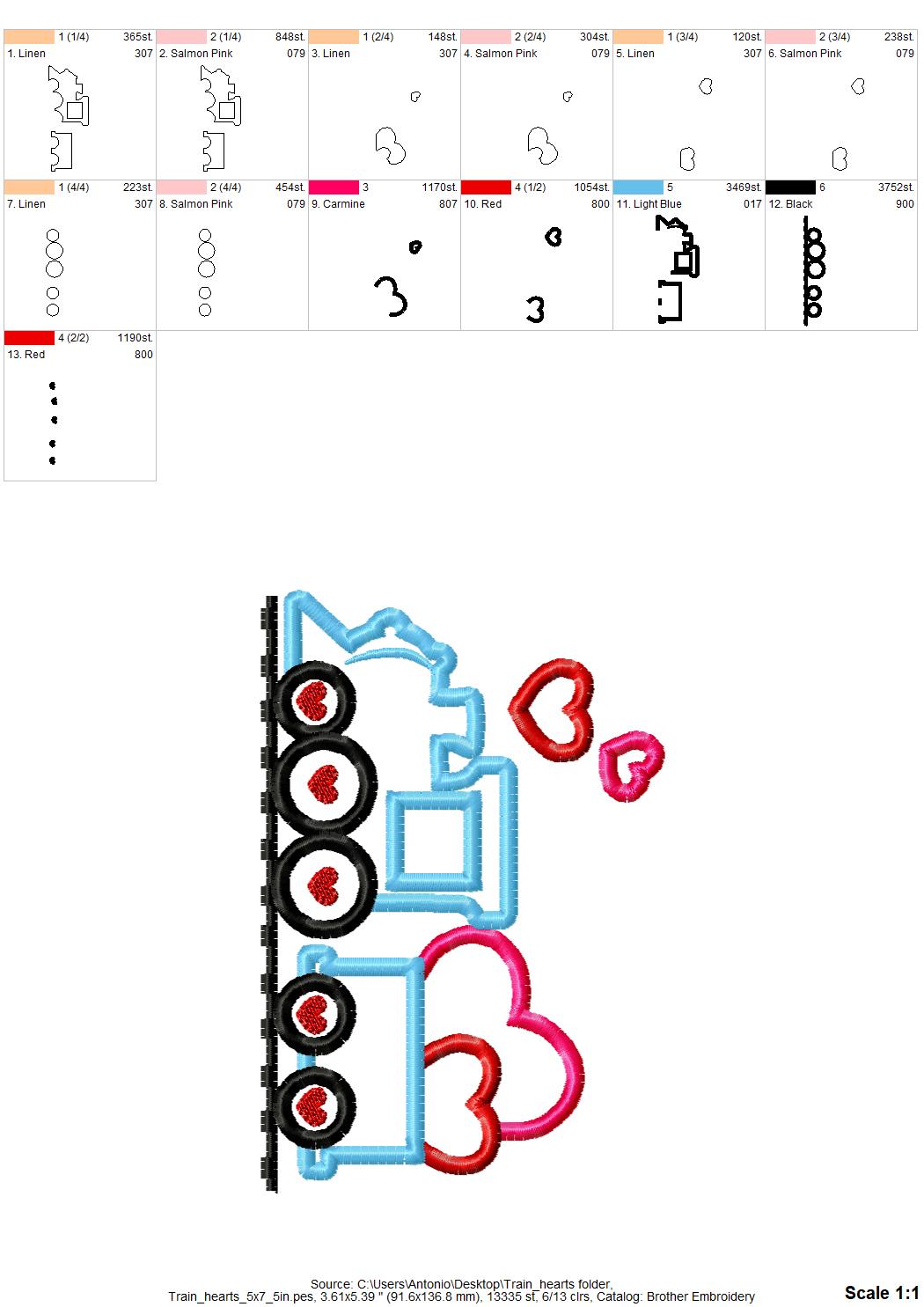 Valentines Day Train with Hearts
