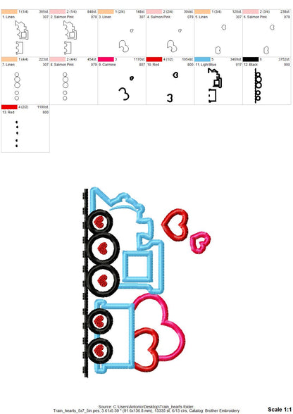 Valentines Day Train with Hearts