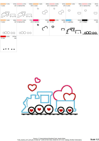 Valentines Day Train with Hearts