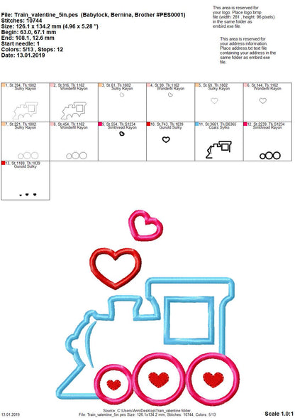 Valentine Day Train with Hearts