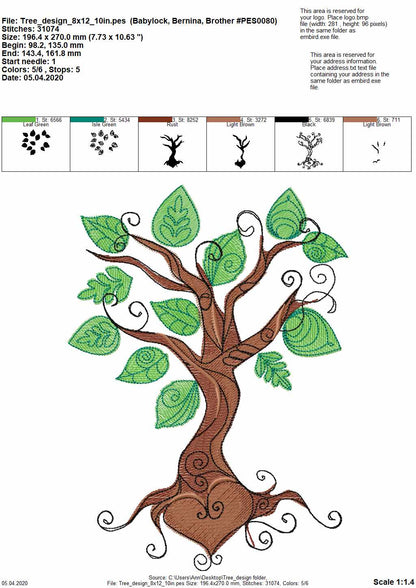 Tree of Life and Heart – Family machine embroidery design by Artapli