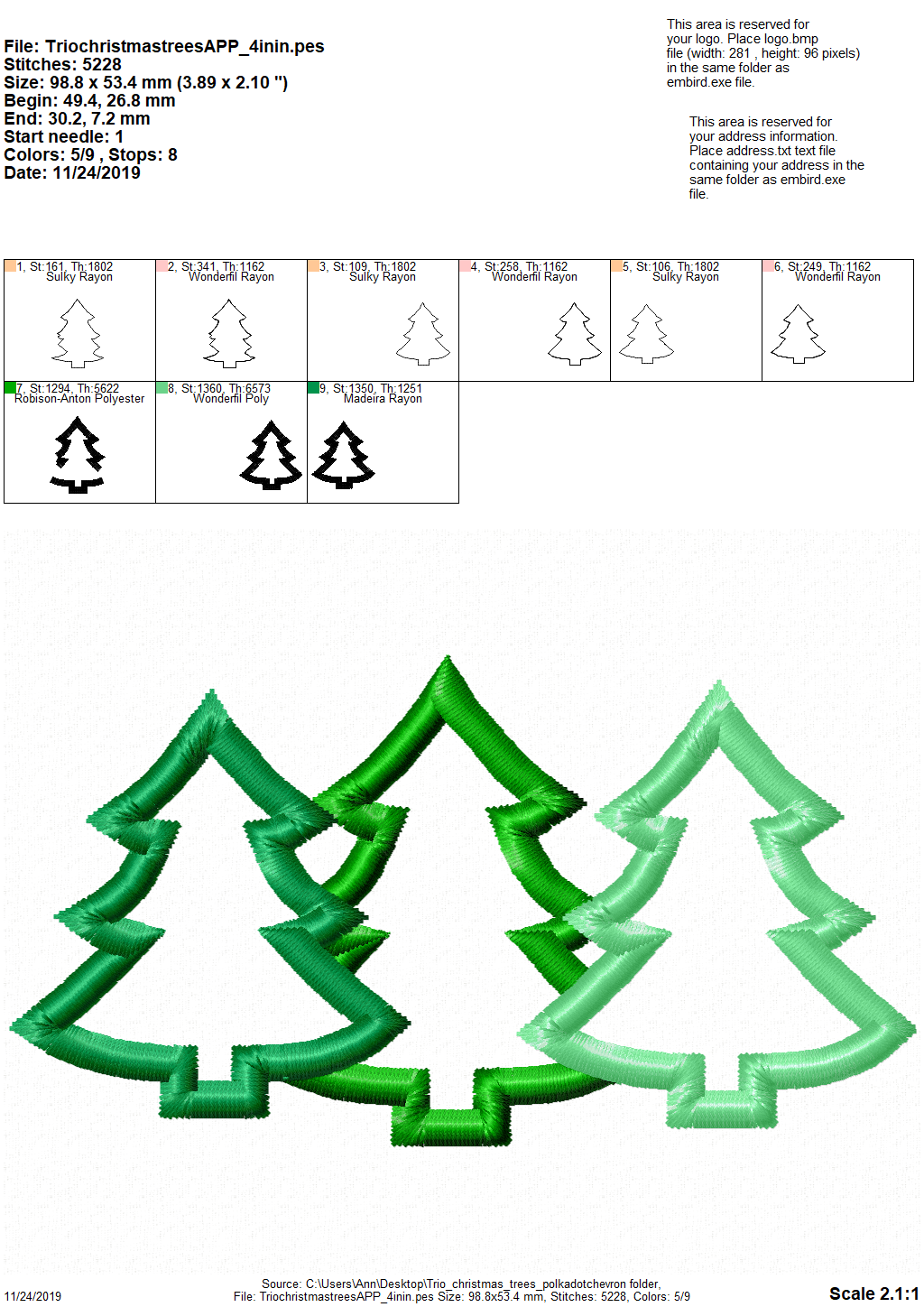 Woodland Tree Trio Applique