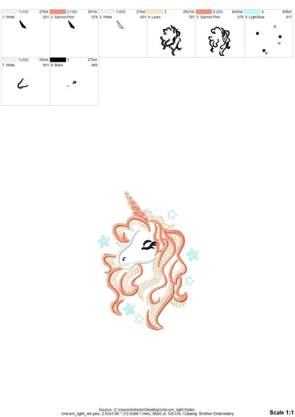 Light Stitch Pretty Unicorn