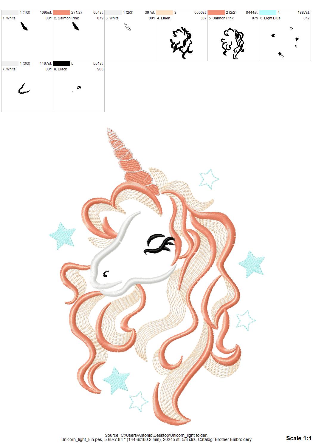 Light Stitch Pretty Unicorn