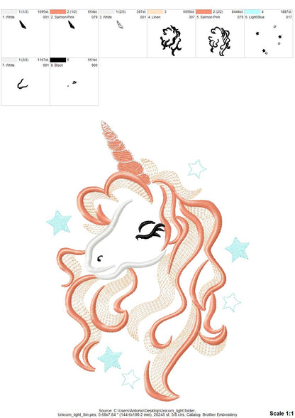 Light Stitch Pretty Unicorn