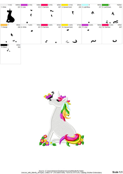 Rainbow Unicorn with Butterfly