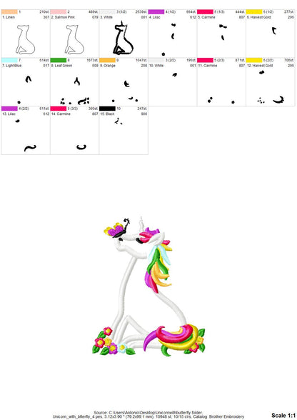 Rainbow Unicorn with Butterfly