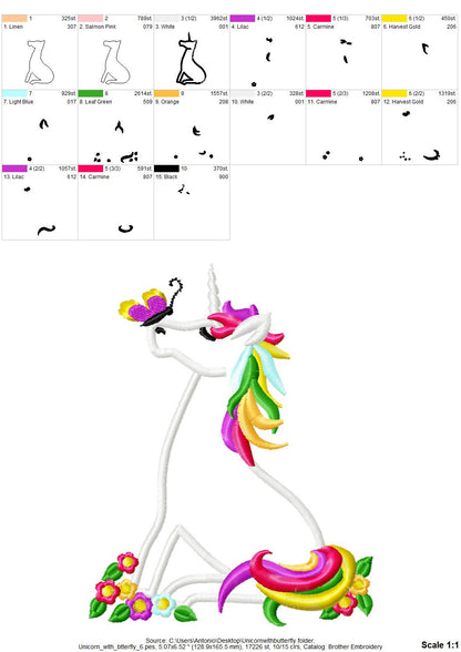 Rainbow Unicorn with Butterfly