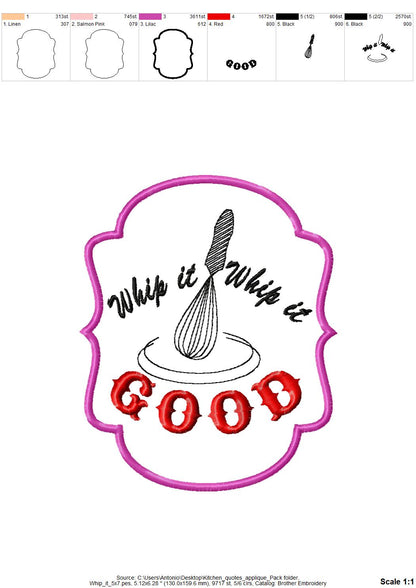 Kitchen Saying Applique Set of 6 – Appliqué machine embroidery design by Artapli