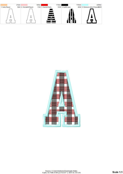 Gingham Block Font Applique Checkered Alphabet