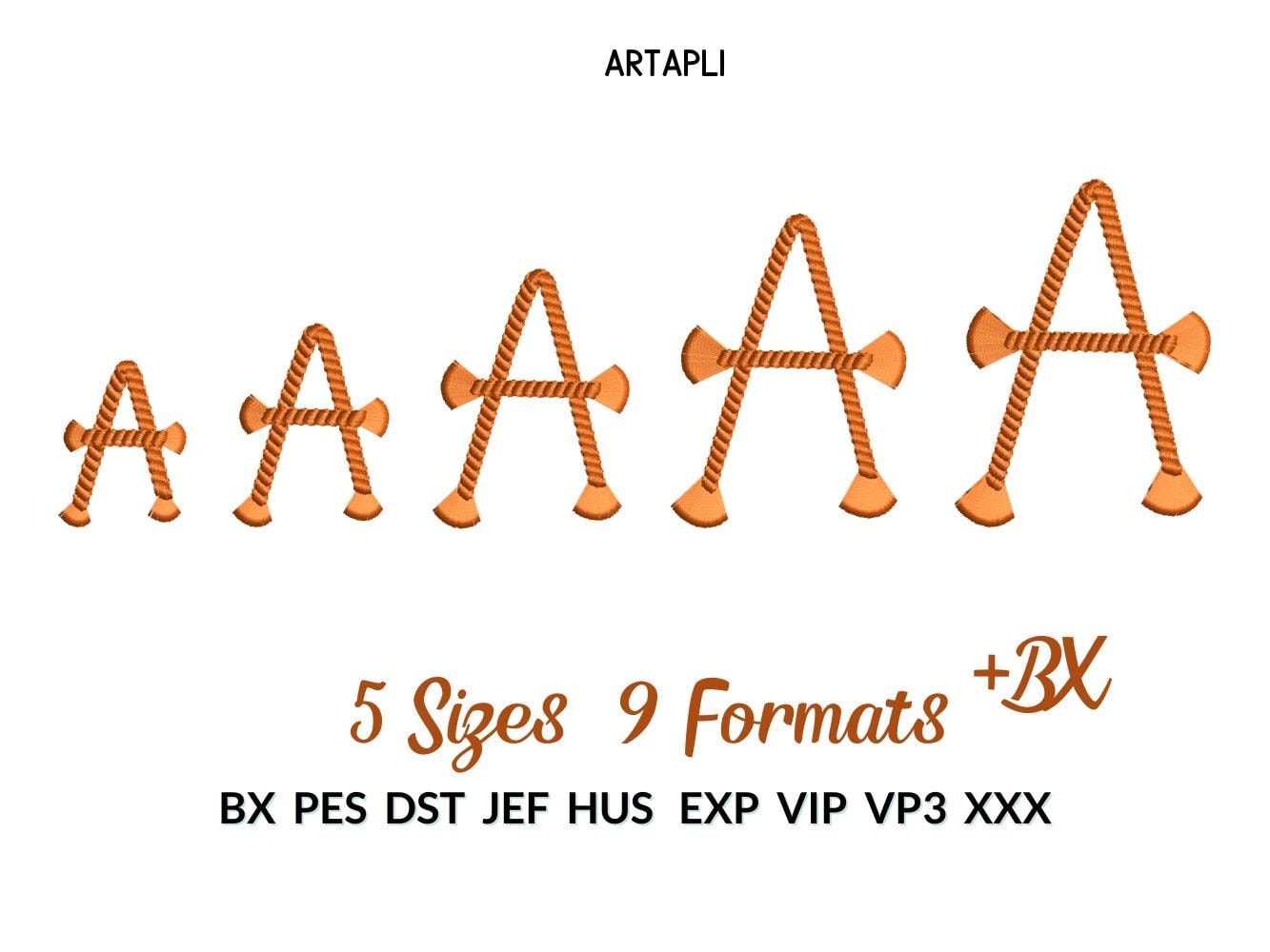 Rope stitch FONT with fringed ends tassel alphabet letters numbers