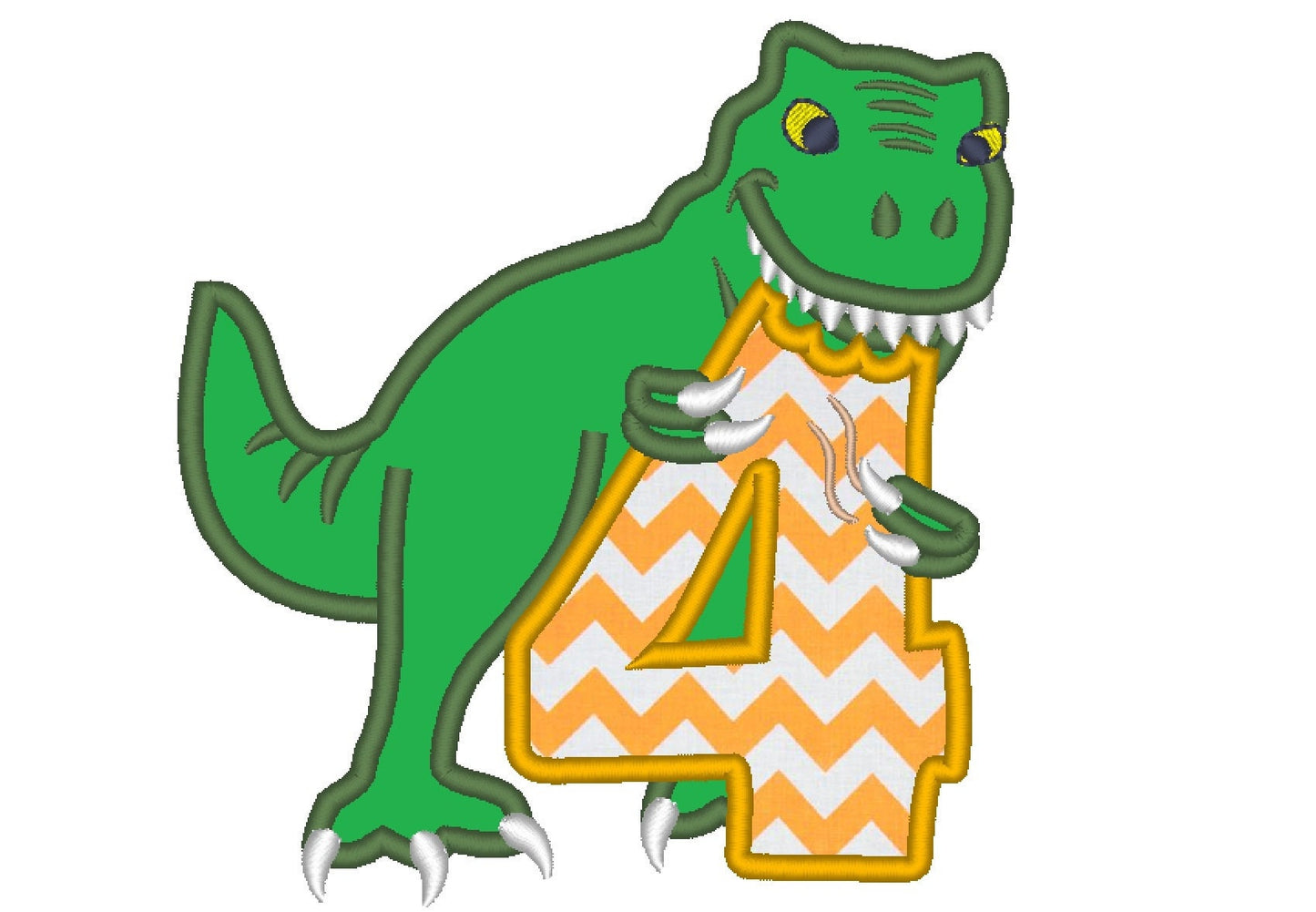 T-Rex Birthday Number Four Applique