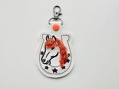 Fringed Horse and Horseshoe Keychain