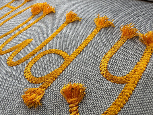 Rope Stitch Font with Fringed Tassel