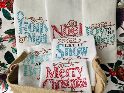Merry Christmas Towel Quote Set of 6