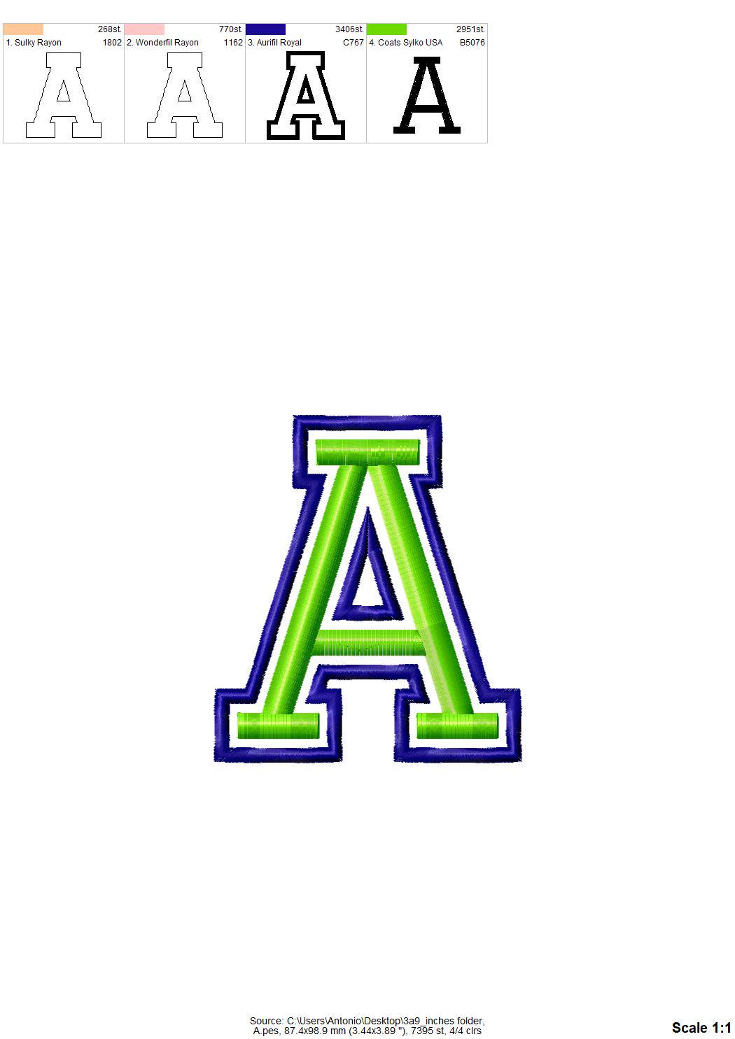 Puff Puffy Foam Narrow Sport Varsity Font Applique