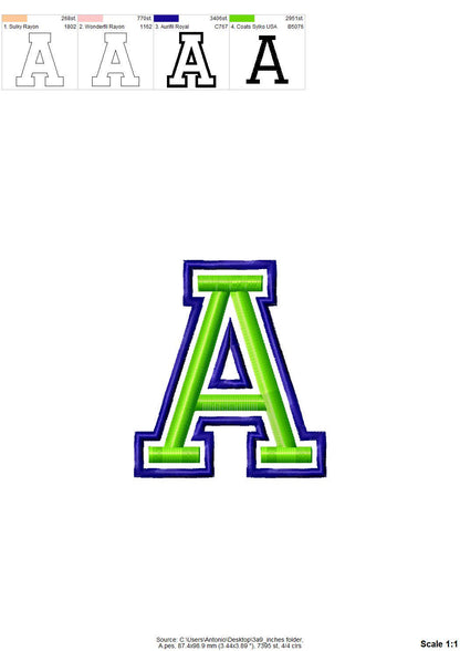 Puff Puffy Foam Narrow Sport Varsity Font Applique