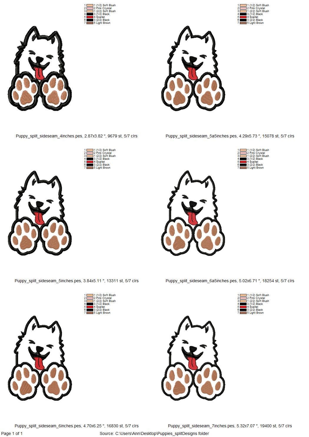 Cute Dog Puppy Paw Cutout Applique