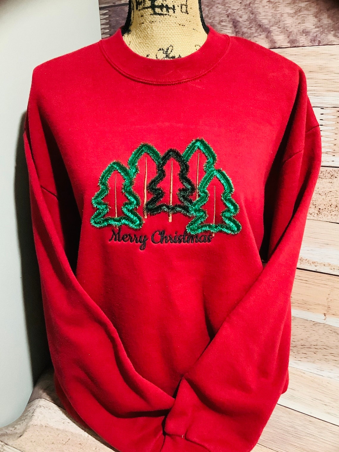 Fringed Christmas Tree Outline 3 In A Row