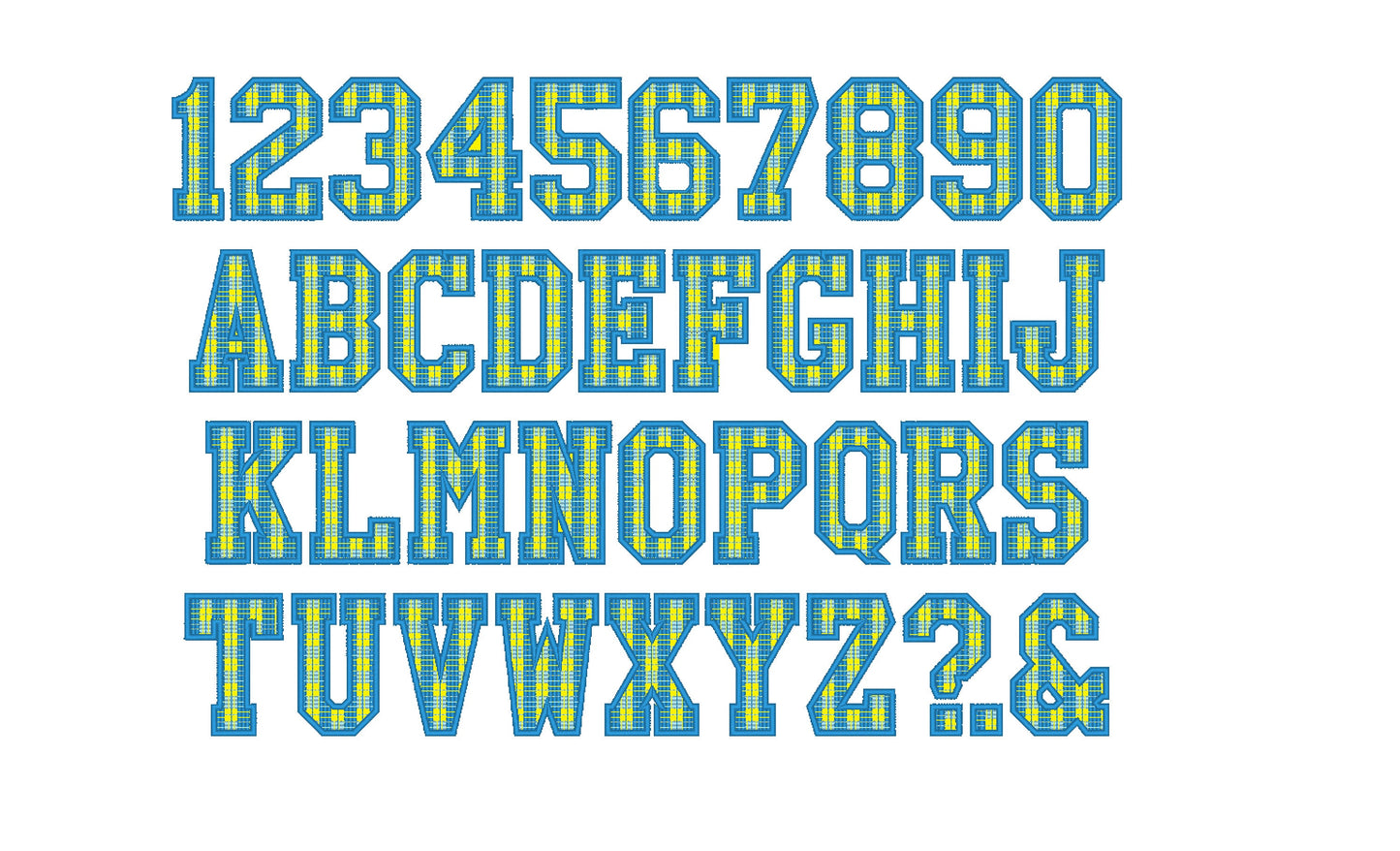 Buffalo Plaid Patterned Varsity Sport Font Applique