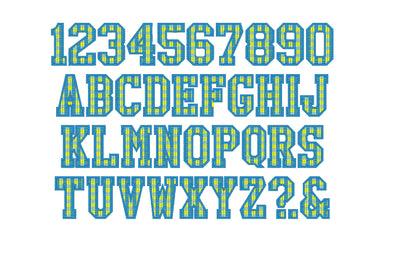 Buffalo Plaid Patterned Varsity Sport Font Applique