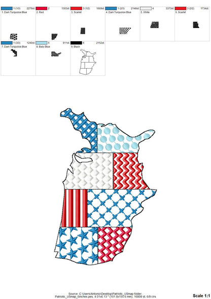 Patchwork Usa States Us Map Outline