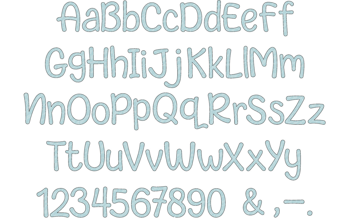 Cute Light fill Stitch Font alphabet monogram transparent letters