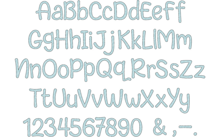 Cute Light fill Stitch Font alphabet monogram transparent letters