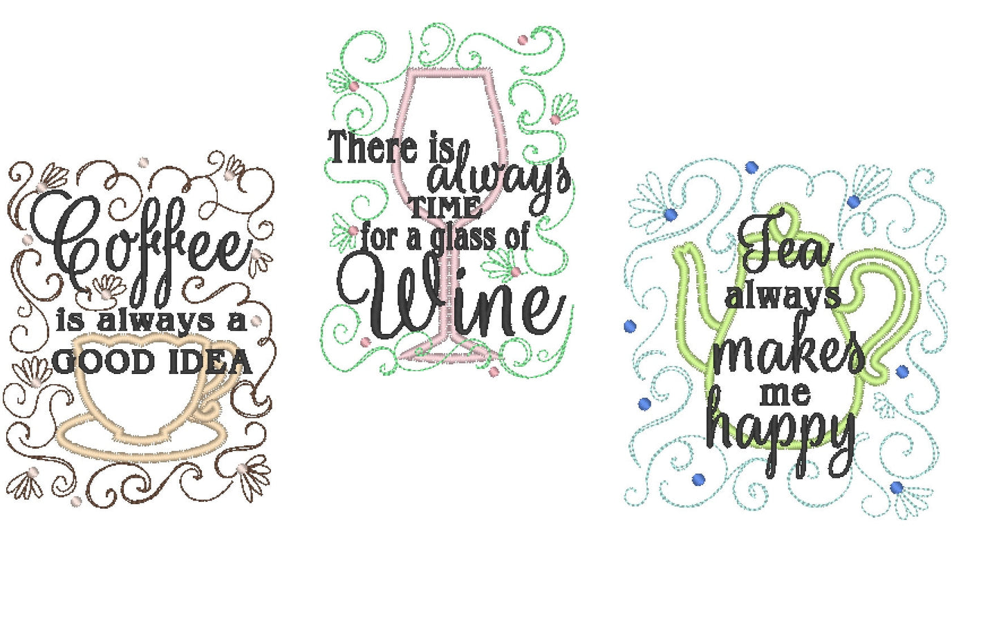 Kitchen Wine Coffee Tea Quote Set