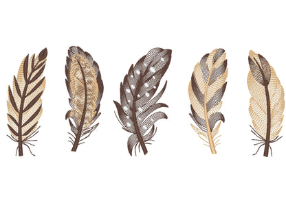 Tiger Leopard Print Feather Set of 5