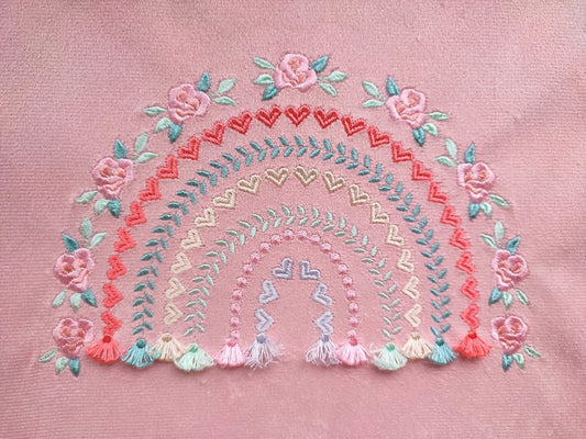 Boho Floral Rainbow with Fringed Tassels