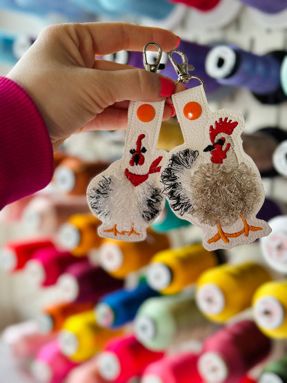 Fringed Chicken Keychain Set of 2