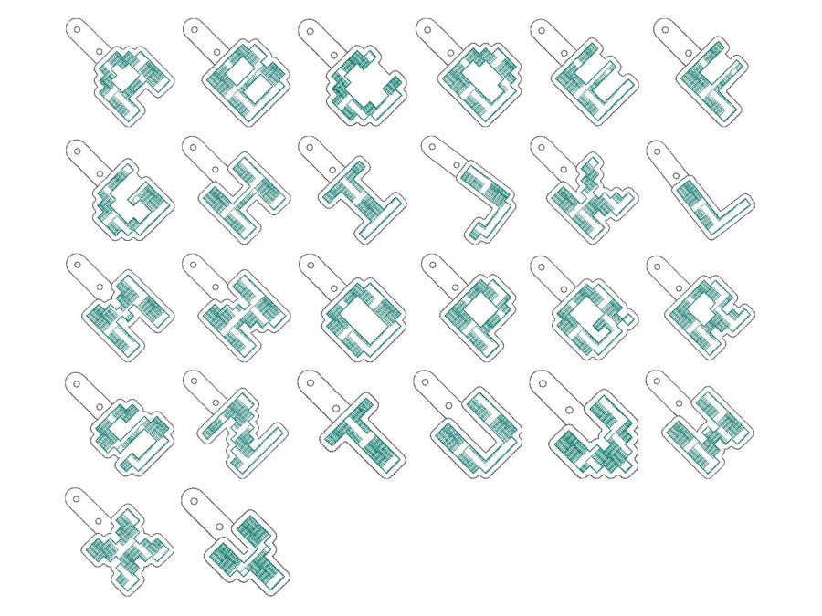 Pixel Miner Bricks Monogram Keychain