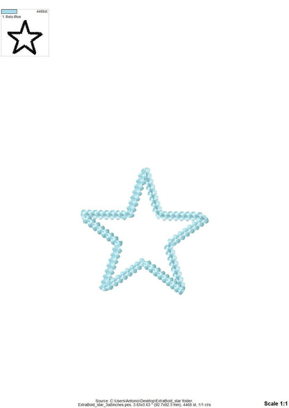 Extra bold chain stitch Star Machine Embroidery Designs mini sizes 1.5