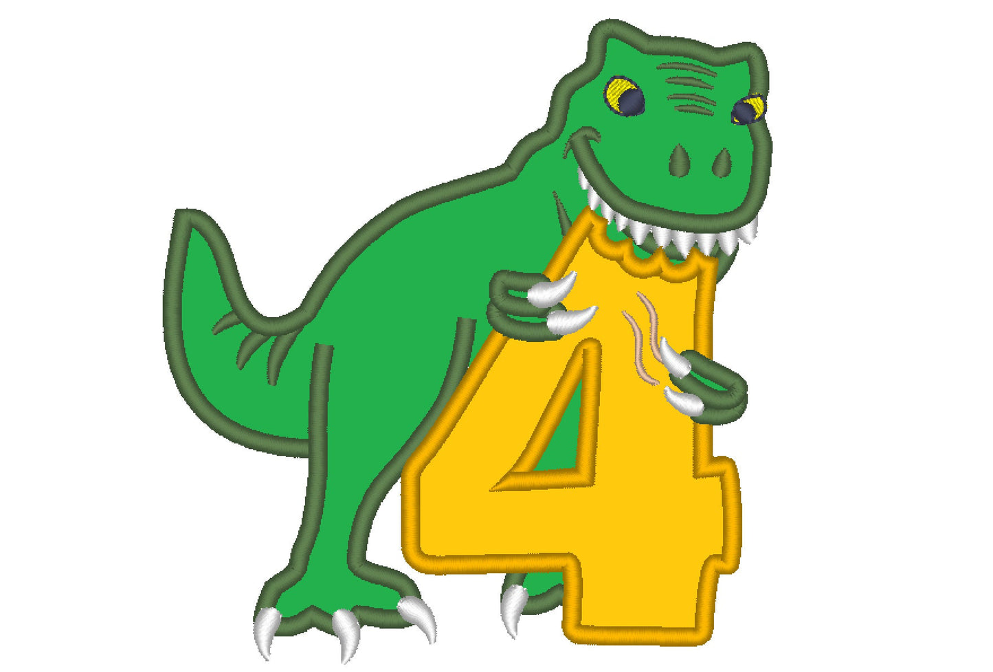 T-Rex Birthday Number Four Applique