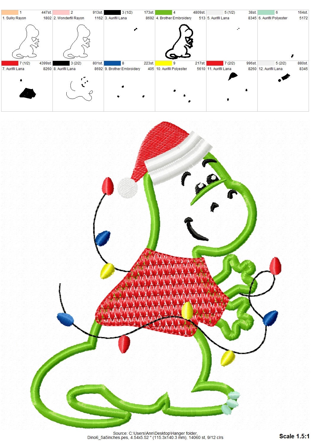 Little Christmas Dinosaur Applique