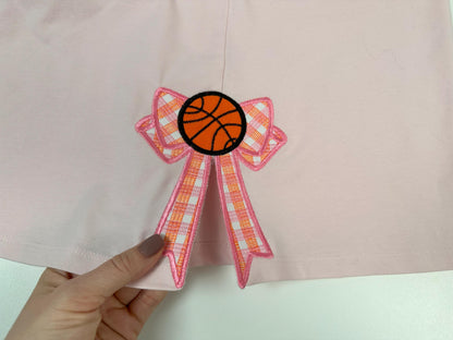 Basketball Sports Gingham Plaid Patterned Bow