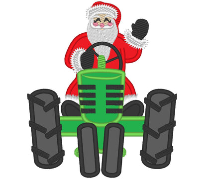 Santa on Christmas Tractor Applique
