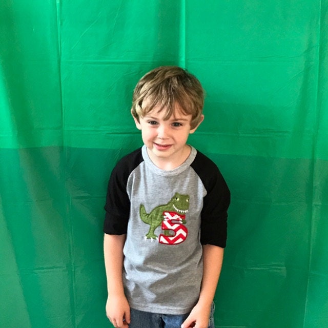 T-rex dinosaur Birthday number FIVE 5 machine embroidery Birthday